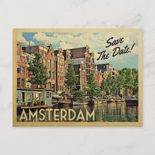 Amsterdam Save The Date Netherlands Holland Announcement Postcard