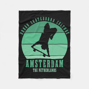 Amsterdam Skateboarder Urn Skateboarding 5 Fleece Blanket