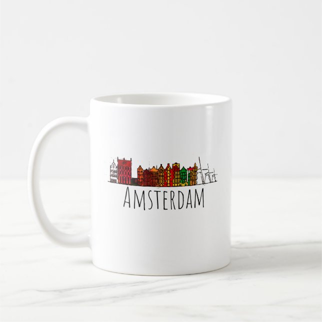 Amsterdam Skyline Holland Love Travel Destination Coffee Mug (Left)