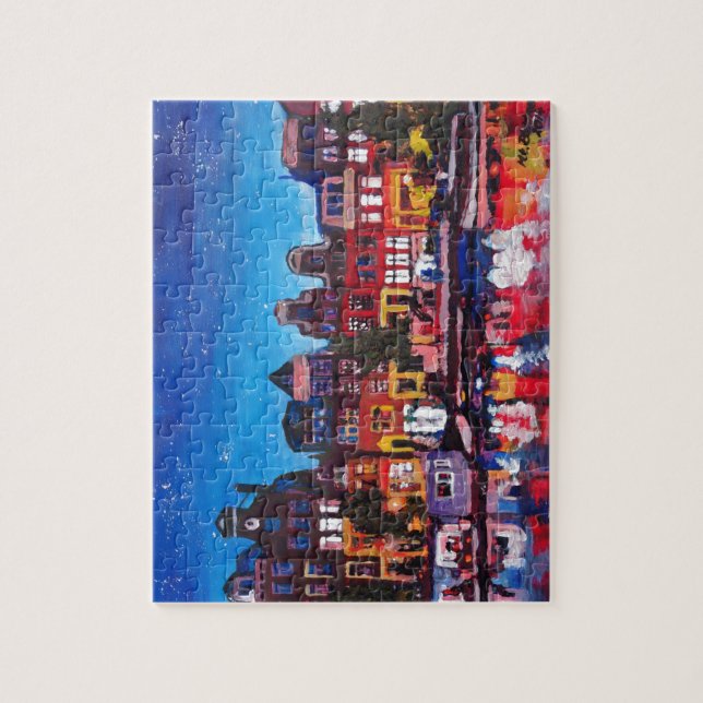Amsterdam Skyline With Canal At Night Jigsaw Puzzle (Vertical)