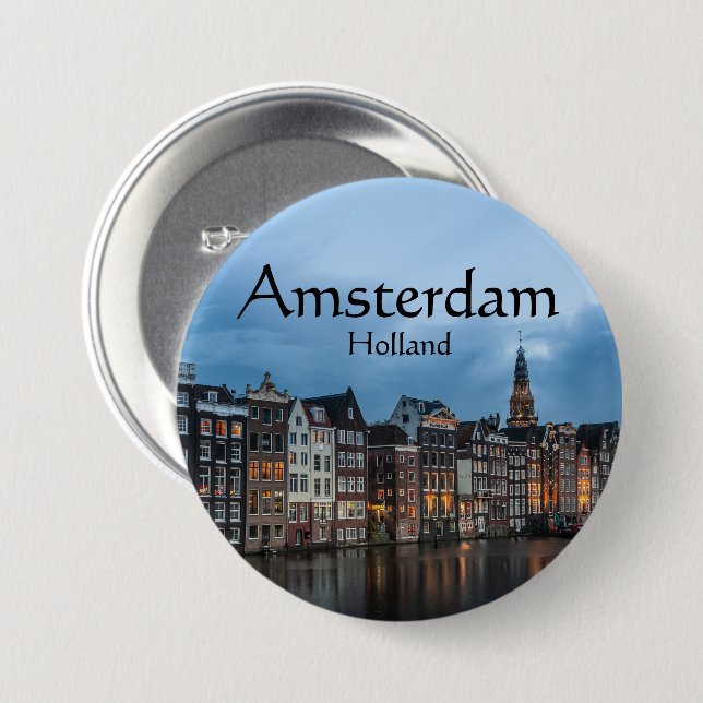 Amsterdam Souvenir 7.5 Cm Round Badge (Front & Back)