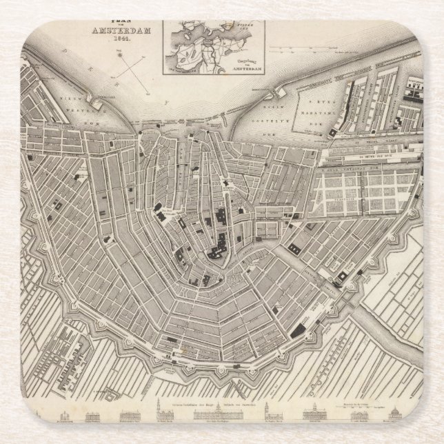 Amsterdam Square Paper Coaster (Front)