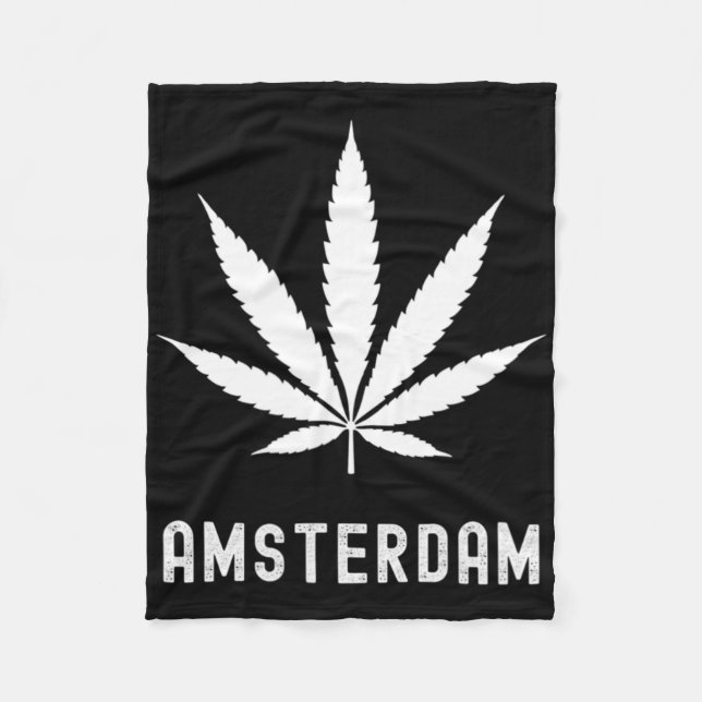 Amsterdam Stoner Pot Leaf Travel Vacation  Fleece Blanket (Front)