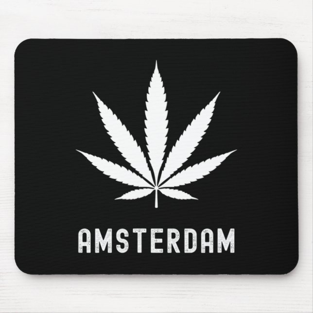 Amsterdam Stoner Pot Leaf Travel Vacation  Mouse Pad (Front)