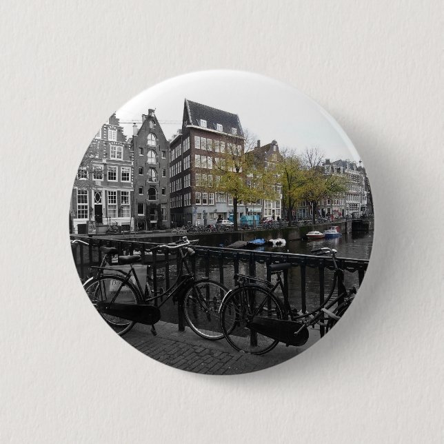 Amsterdam street 6 cm round badge (Front)