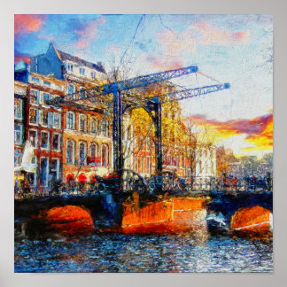 Amsterdam Sunset at Aluminiumbru Poster