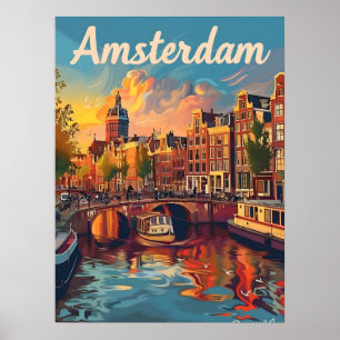 Amsterdam Sunset Serenity: Canal Cruise Poster