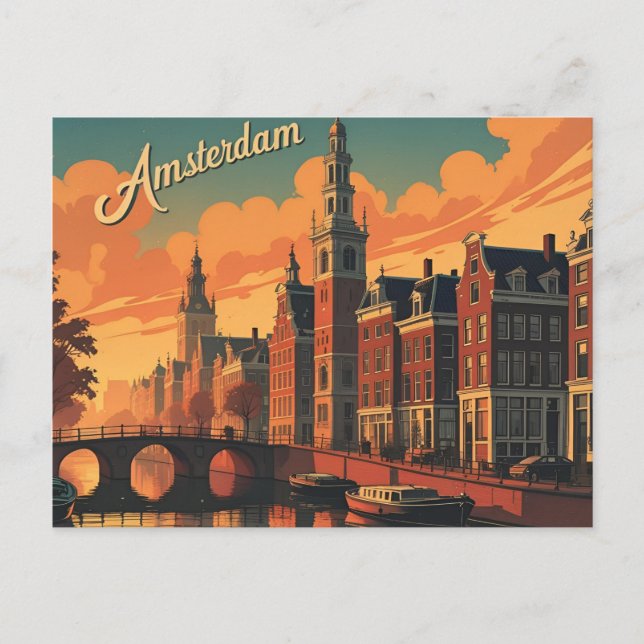 Amsterdam sunset Skyline  Postcard (Front)