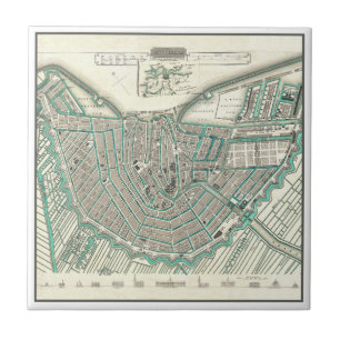 Amsterdam, The Netherlands • Antique City Plan Map Ceramic Tile