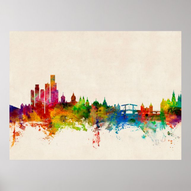 Amsterdam The Netherlands Skyline Poster (Front)