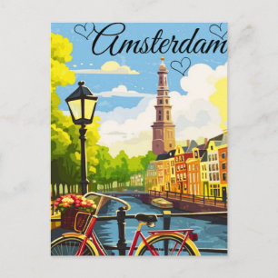 Amsterdam Travel Postcard Art, Netherlands Postcar