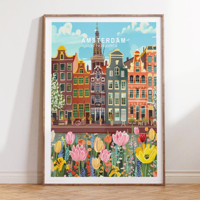Amsterdam Travel Poster, Amsterdam Netherlands Poster (Creator Uploaded)