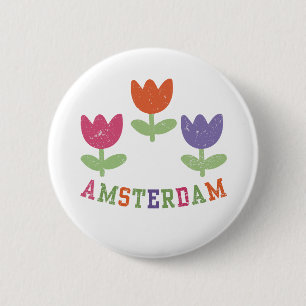 Amsterdam Tulips 6 Cm Round Badge