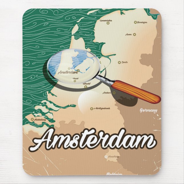 Amsterdam vintage map vacation poster mouse pad (Front)