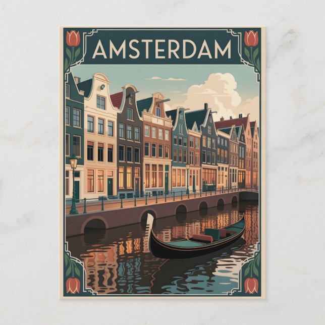 Amsterdam vintage minimalistic postcard (Front)