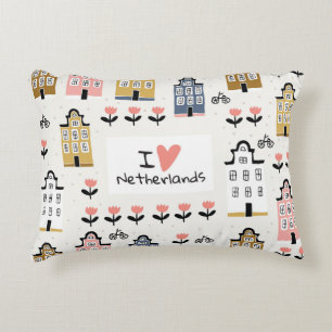 Amsterdam Vintage: Traditional City Illustration Decorative Cushion