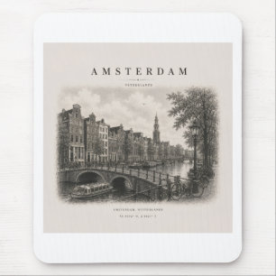 Amsterdam   Vintage Travel City Design Mouse Pad