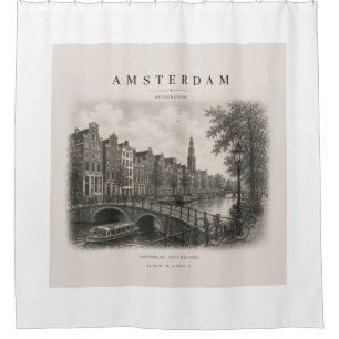 Amsterdam Vintage Travel City Design Shower Curtain