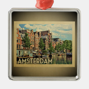 Amsterdam Vintage Travel Ornament Netherlands