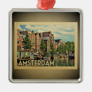 Amsterdam Vintage Travel Ornament Netherlands