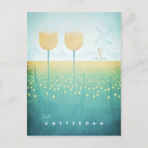Amsterdam Vintage Travel Poster - Art Postcard