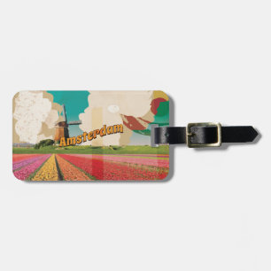 Amsterdam Vintage Travel Poster Luggage Tag