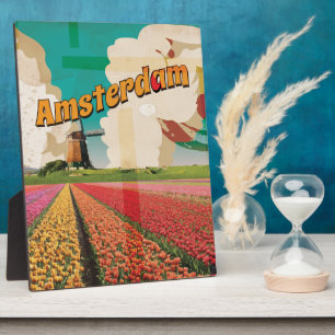 Amsterdam Vintage Travel Poster Plaque