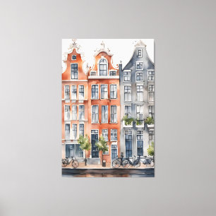 Amsterdam watercolor painting canvas print