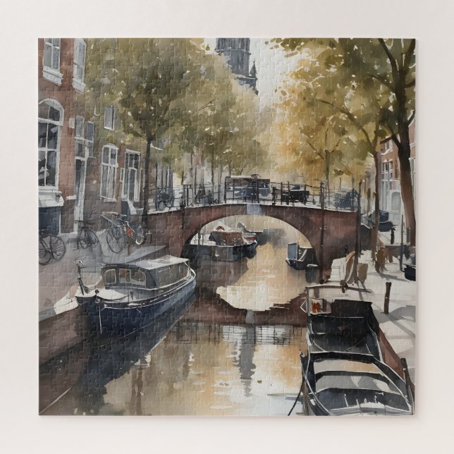 Amsterdam watercolor painting jigsaw puzzle (Vertical)