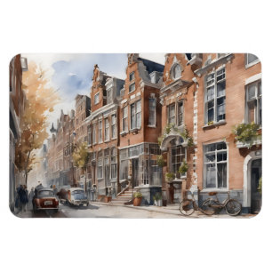 Amsterdam watercolor painting magnet
