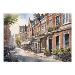 Amsterdam watercolor painting photo print