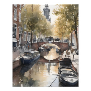 Amsterdam watercolor painting photo print