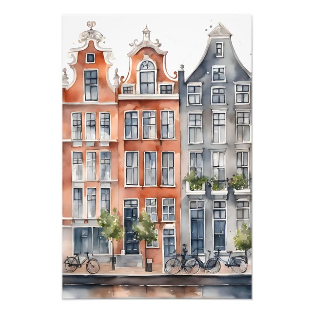 Amsterdam watercolor painting photo print (Front)