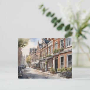 Amsterdam watercolor painting postcard