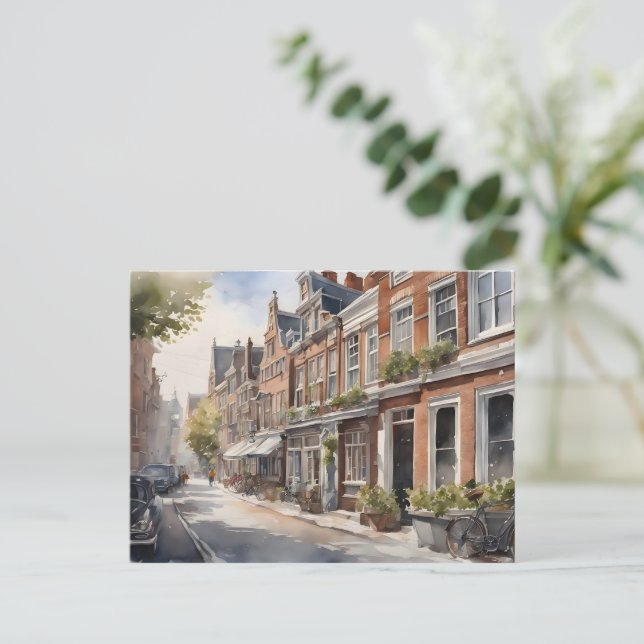 Amsterdam watercolor painting postcard (Standing Front)