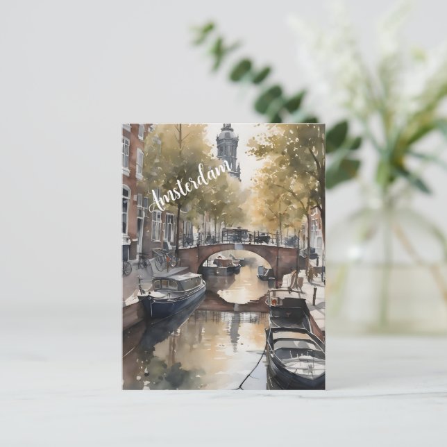 Amsterdam watercolor painting postcard (Standing Front)