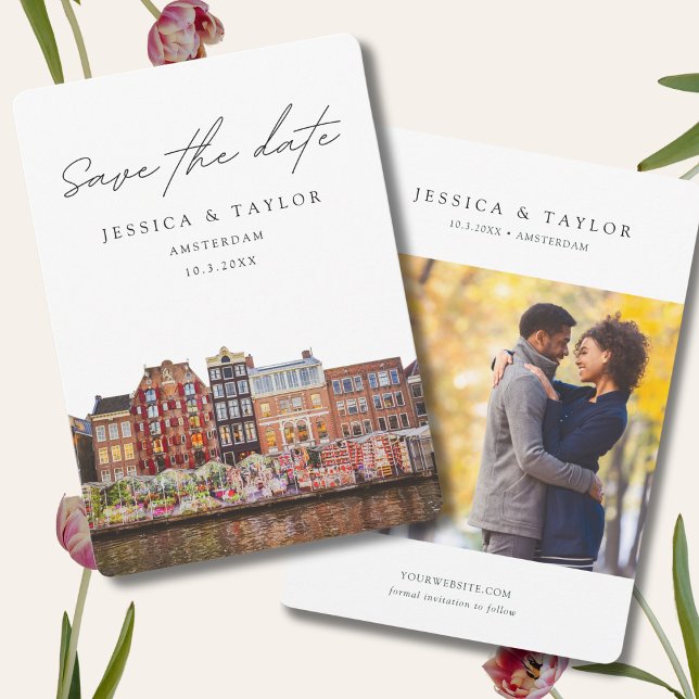 Amsterdam Wedding Flower Market Save the Date Invitation (Amsterdam Save the Date )