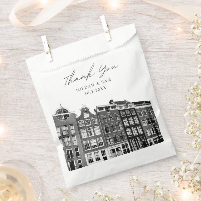 Amsterdam Wedding Personalised Photo Favour Bag (Clipped)
