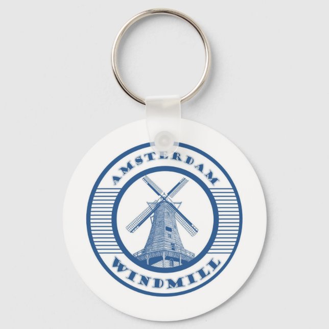 AMSTERDAM WINDMILL BLUE KEY RING (Front)