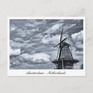 Amsterdam, Windmill, Cloudy Sky - Netherlands Postcard