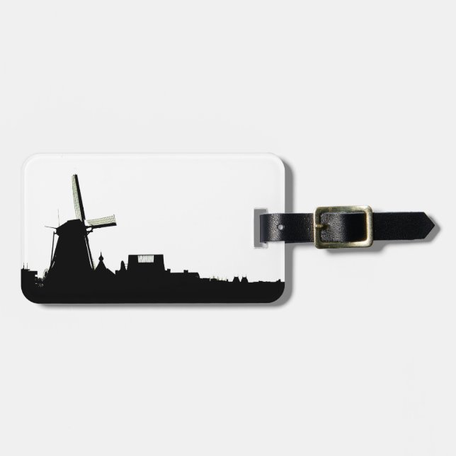 Amsterdam windmill luggage tag (Front Horizontal)