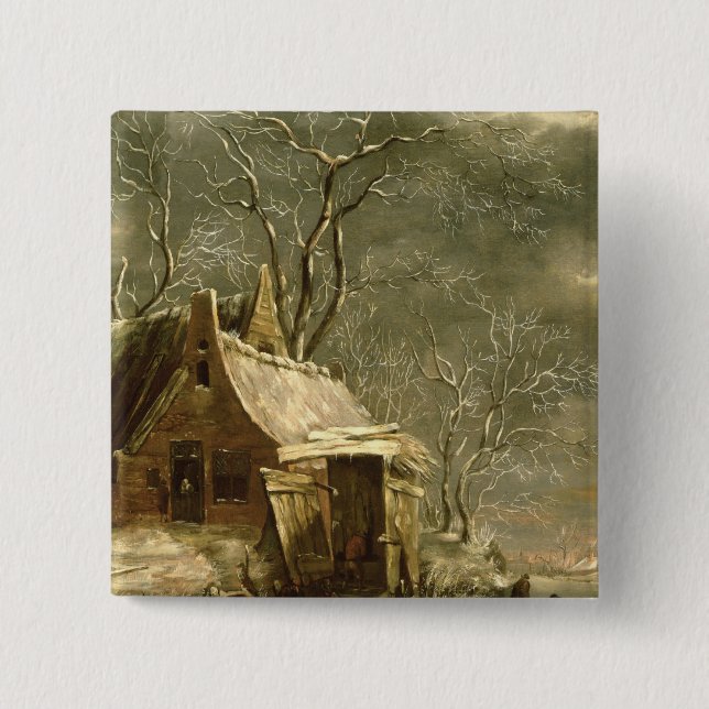 Amsterdam, winter scene, 17th century 15 cm square badge (Front)