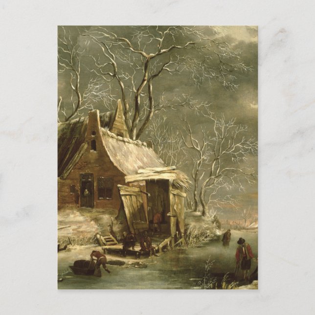 Amsterdam, winter scene, 17th century postcard (Front)