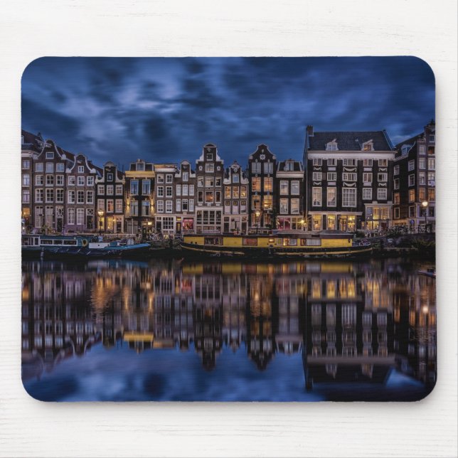 Amsterdam with Canals at Dusk Mouse Pad (Front)