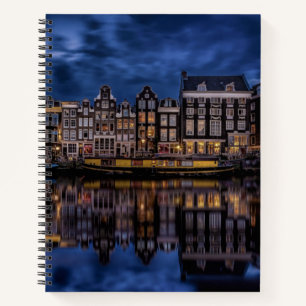 Amsterdam with Canals at Dusk Notebook