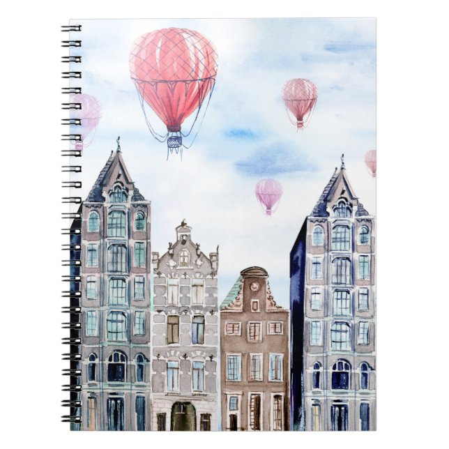 Amsterdam with hot air balloon notebook (Front)