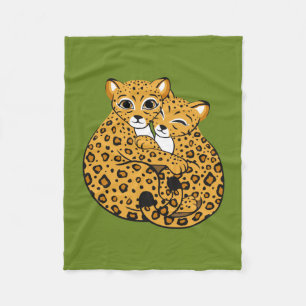 Amur Leopard Cubs Cuddling Art Fleece Blanket