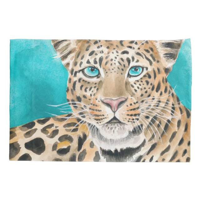 Amur Leopard Watercolor Art Pillowcase (Back)