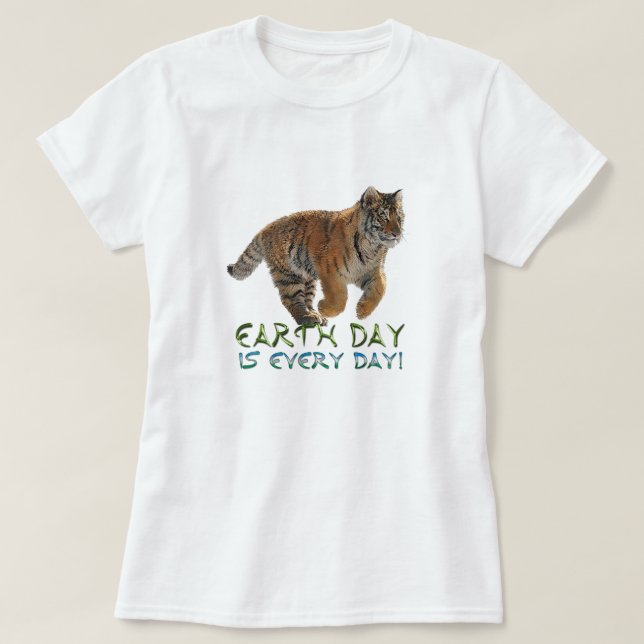 Amur Tiger Cub Planet Earth Day Art Wildlife Shirt (Design Front)