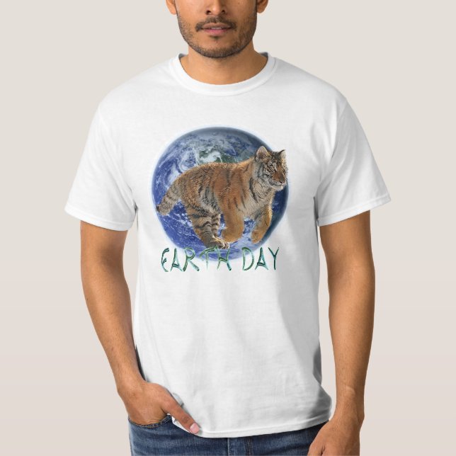 Amur Tiger Cub & Planet Earth Day Wildlife Shirt (Front)